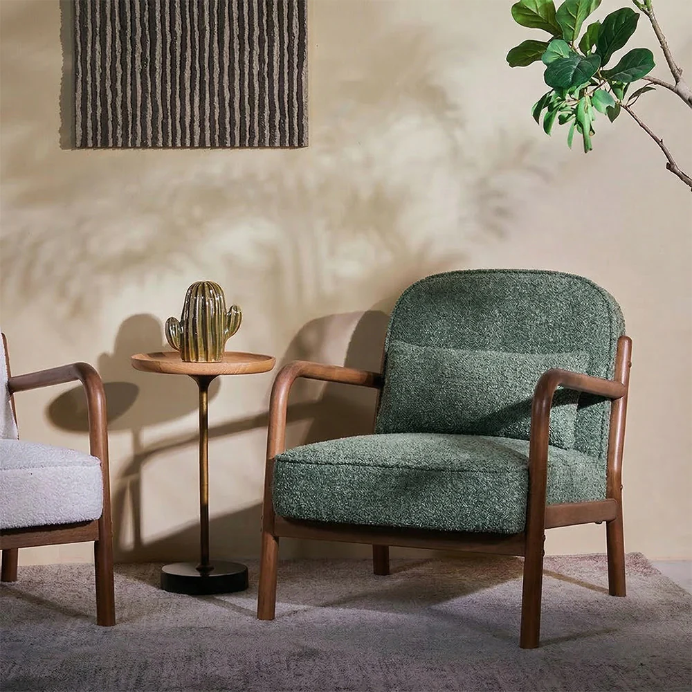 Dew Nostalgia Wooden Armchair - Dark Green